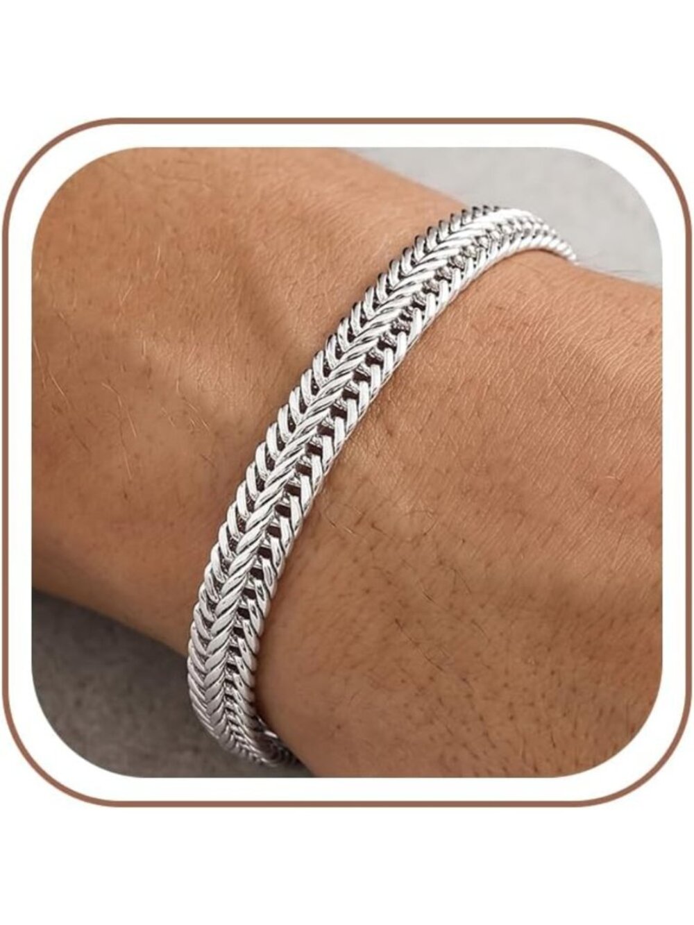 Men's 925 Sterling Silver Chain Bracelet - Tarnish-Resistant Jewelry Gift, 7-8.5